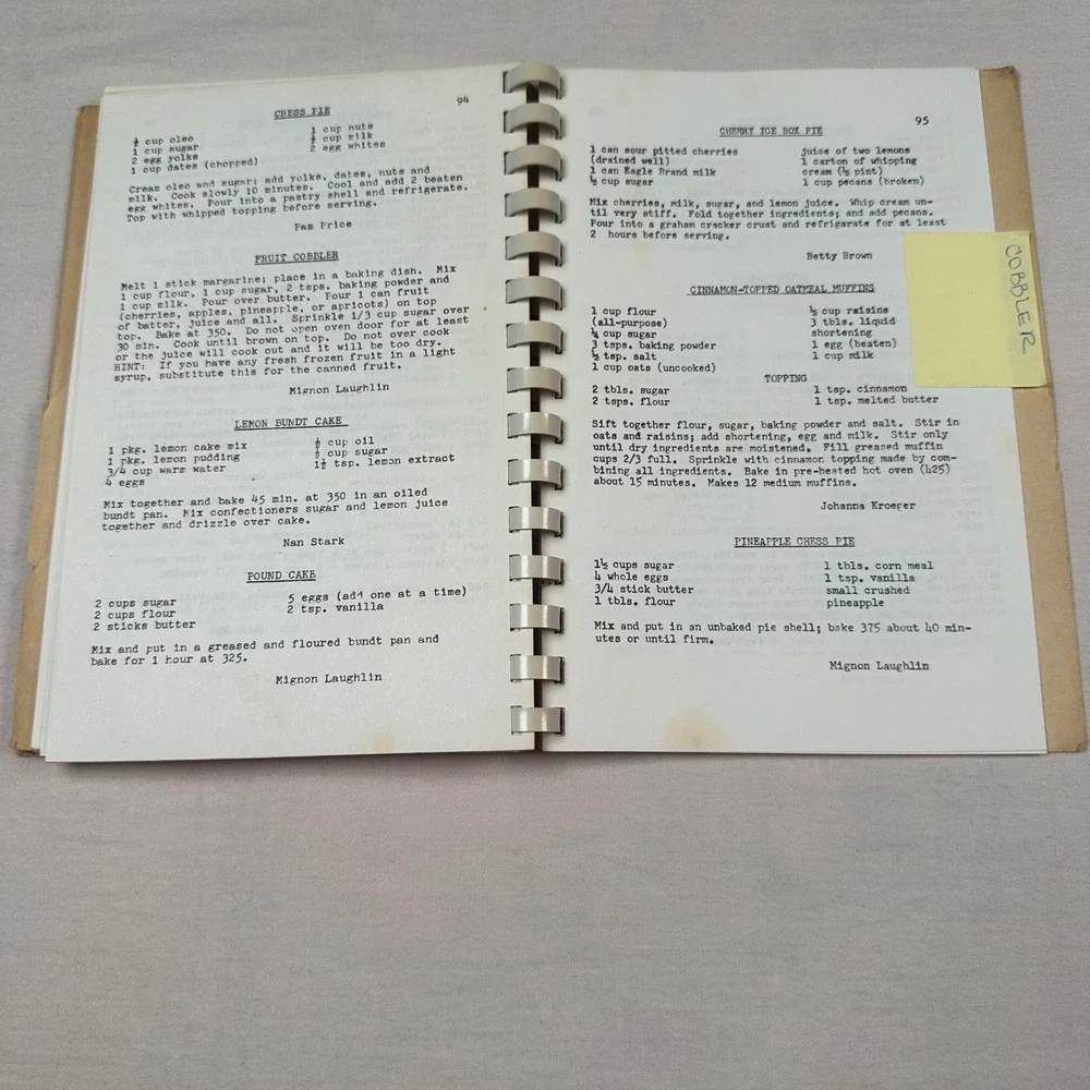 Vintage Spiral Bound Kitchen Cookbook Dartmouth Elementary School, Richardson TX